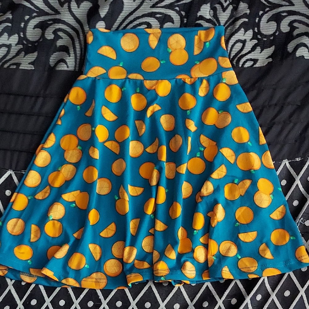 Vibrant Blue and Orange patterned skirt